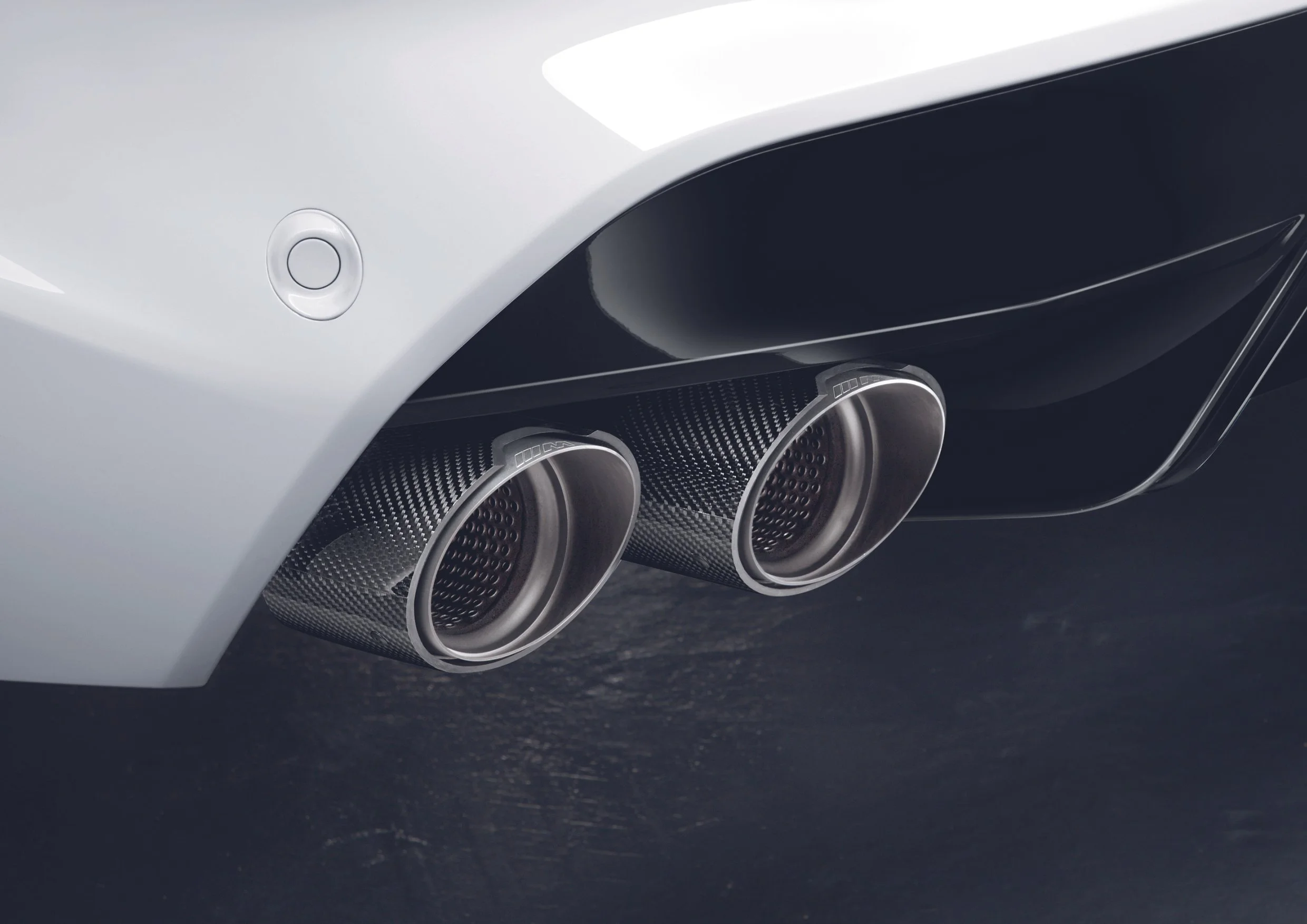 Genuine BMW M Performance Tailpipe Trims in Titanium/Carbon - F95